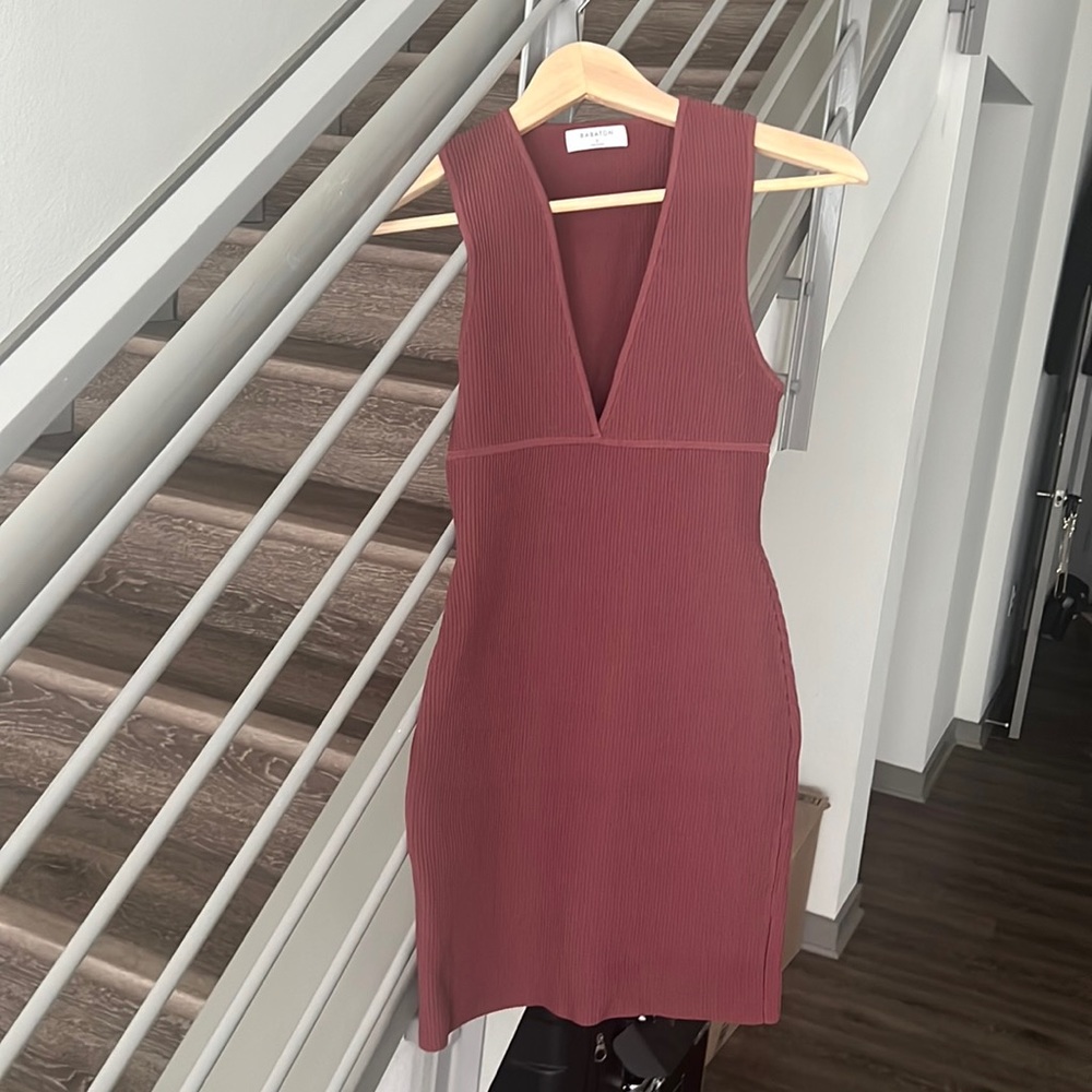 NWOT BABATON Sculpt V Neck Bodycon Dress, S